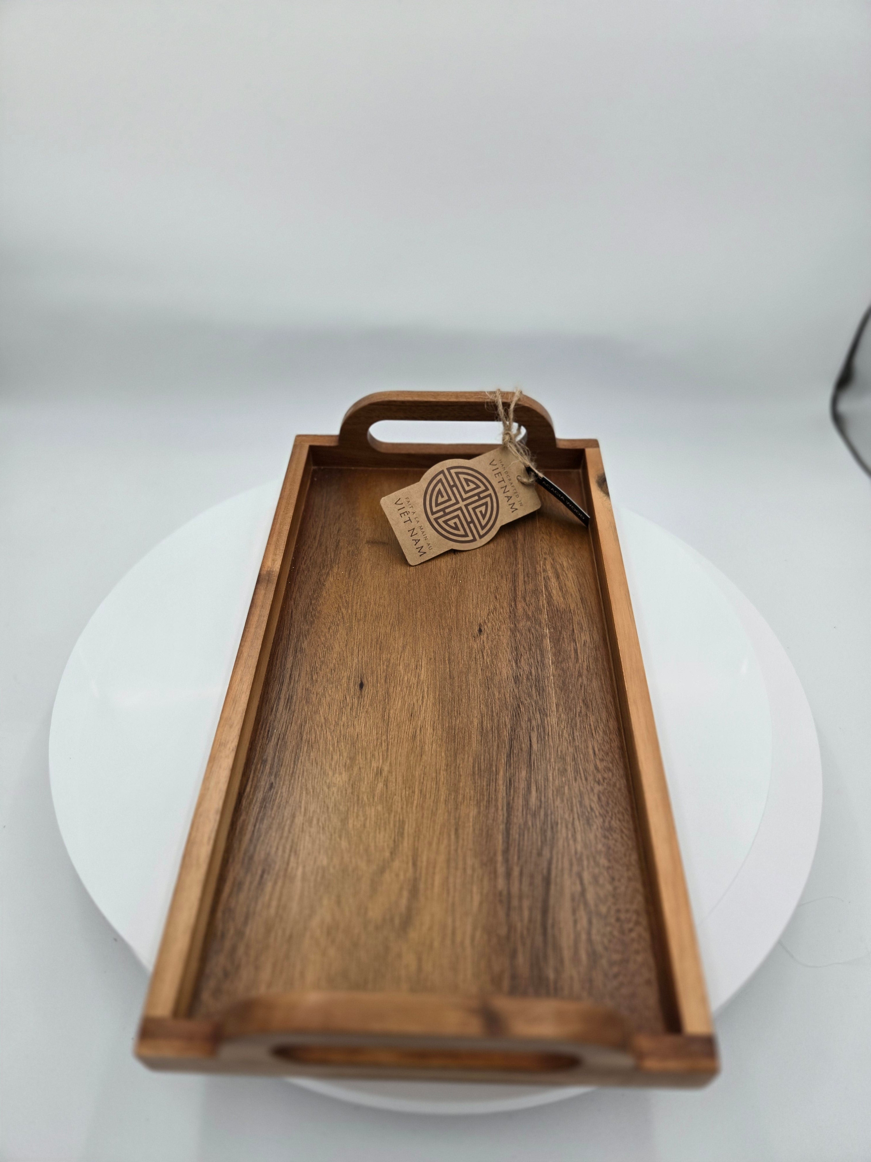 Handcrafted Acacia Wood Serving Tray | Made in Vietnam | 41.5 × 22.5 cm/Wt.-0.389kg.