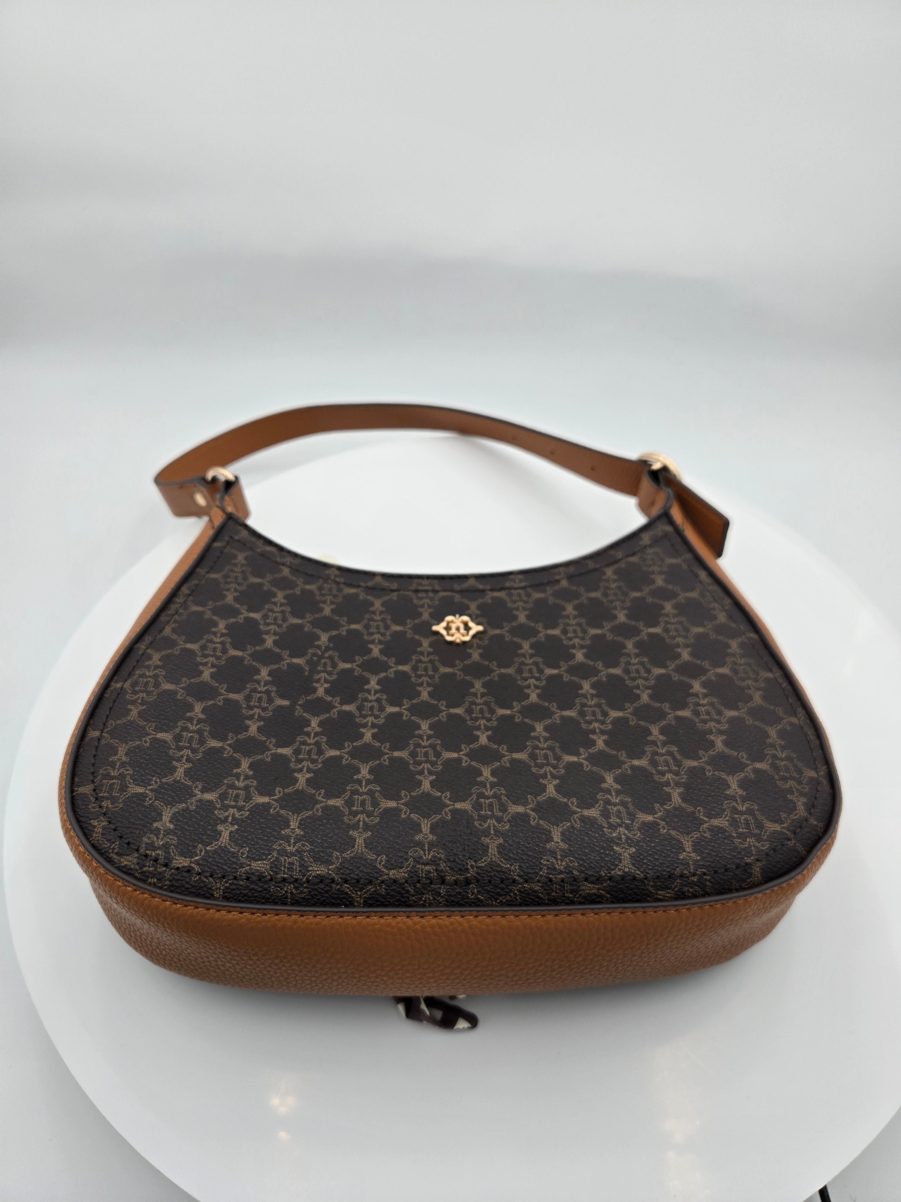 Nanette Lepore Signature Monogram Shoulder Handbag | Brown & Cognac